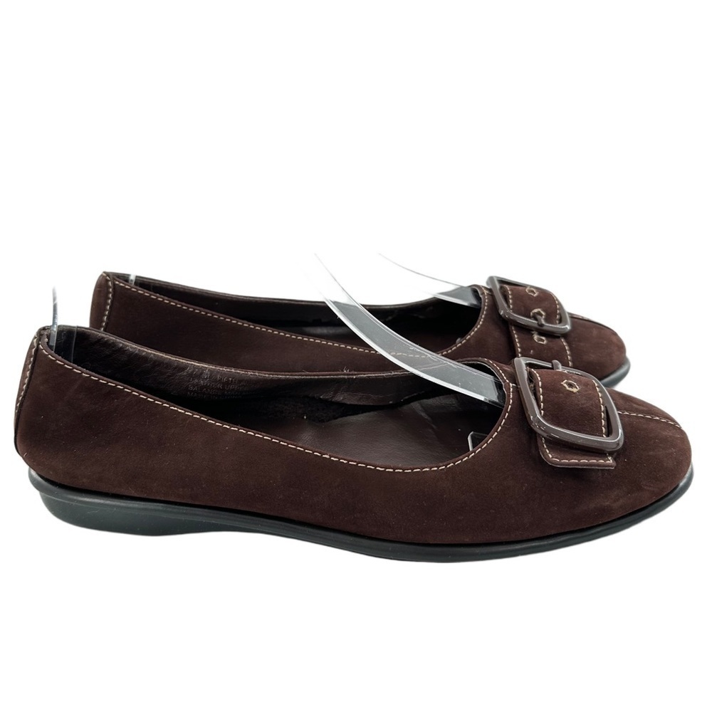 Aerosoles womens flats size 7.5 chocolate brown suede buckle old money loafers